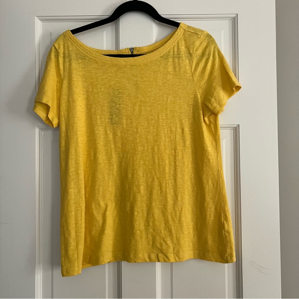 Talbots Yellow Tee Shirt with Back Zip Detail - Petite Medium - NWT
